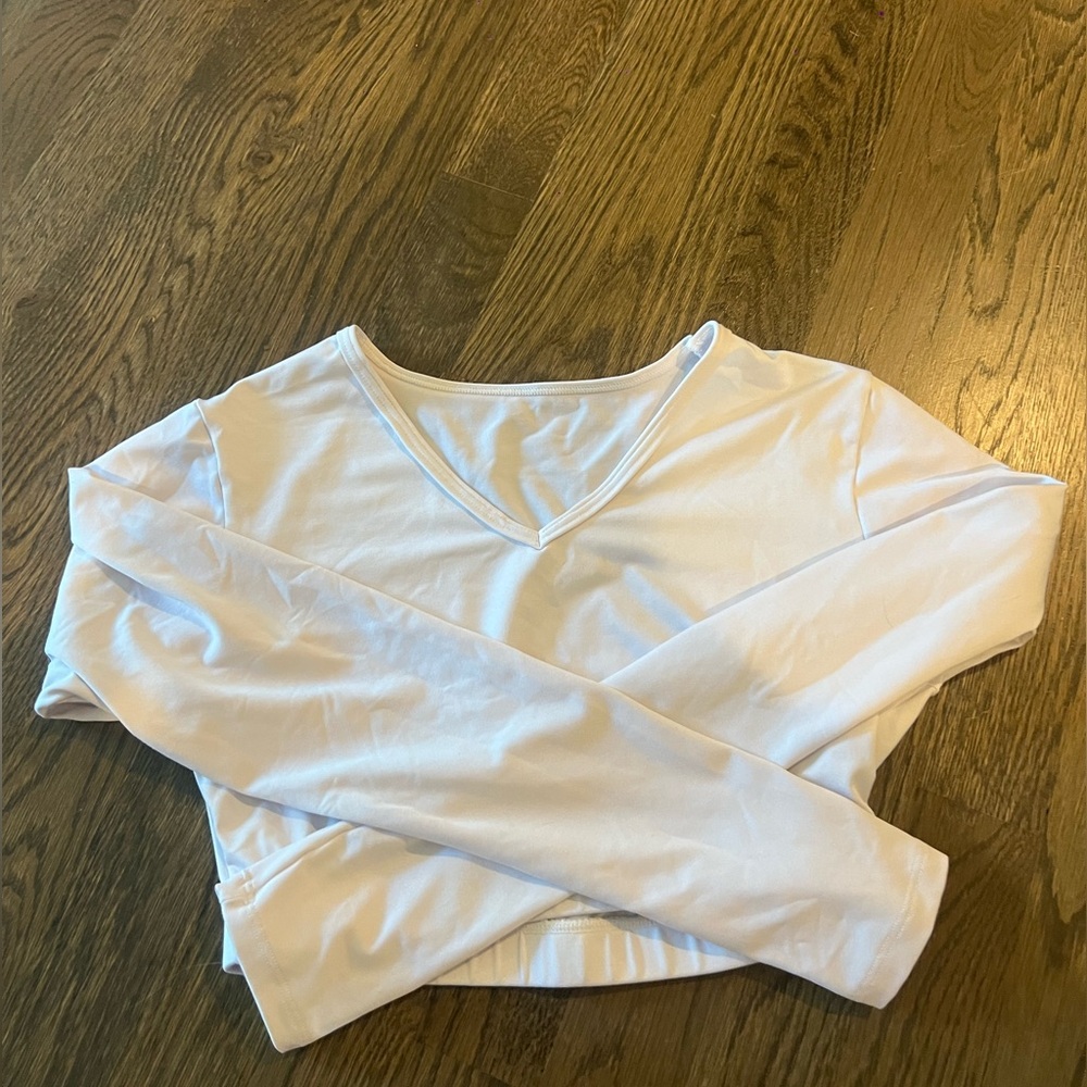 Varsity White Long-Sleeve Crop Top